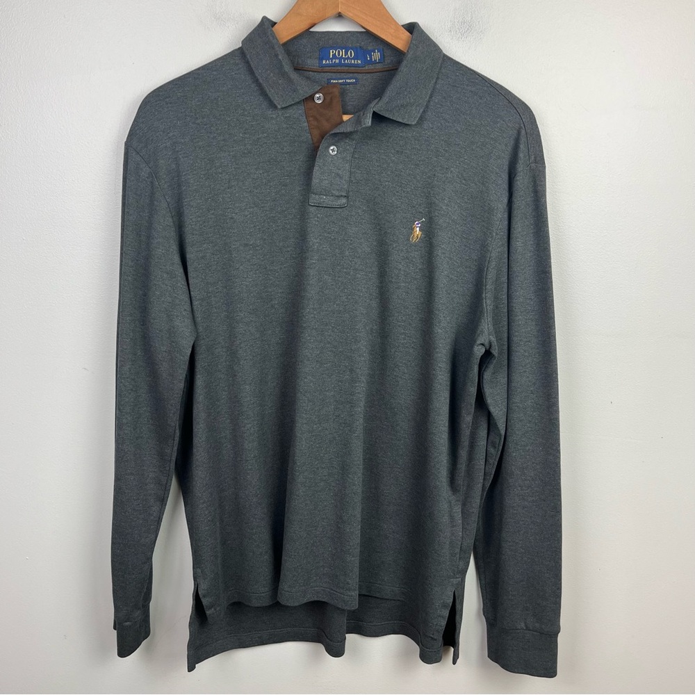 Polo Ralph Lauren Gray Classic Fit Soft Touch Polo Shirt Men’s L Long Sleeve